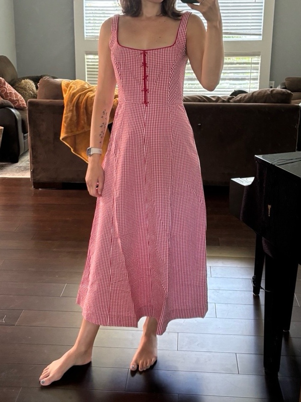DÔEN Delaney Dress in Rouge La Maddalena Gingham, NWT - Picture 12 of 12